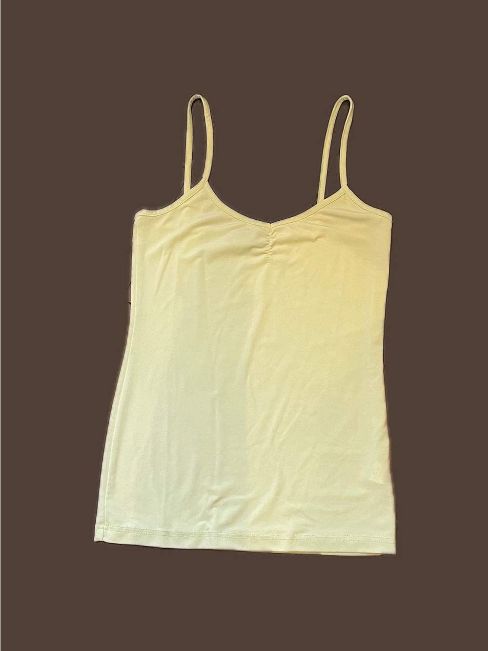 Fitted Lime Green/Yellowish Spaghetti-Strap Tank Top